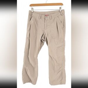 The North Face Tan Hiking crop Cargo Pants Adjustable Bungee Ankle Beige Size 6